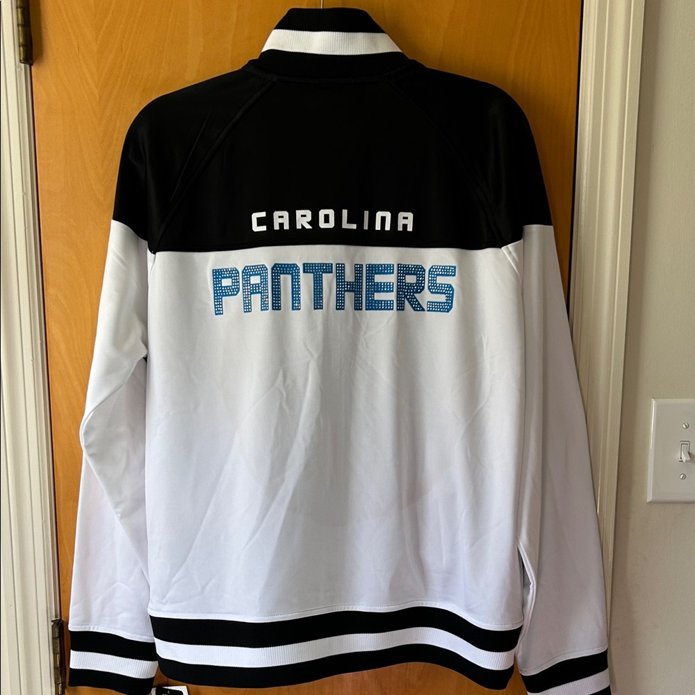 NWT NFLTeam Carolina Panthers Black and White Bomber Jacket